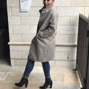 Wool Blend Oversized Funnel Neck Coat